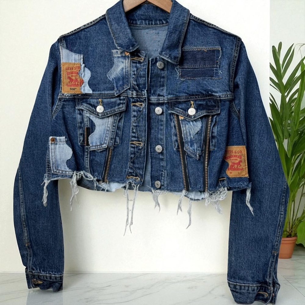 Distressed Denim Cropped Jacket